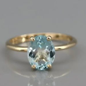 New Blue Shiny Faux Zircon Ring #7 Wedding bride princess Engagement Colorful